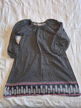 Kit & Lily girls 8 years black & white polka dot long sleeve dress VGUC